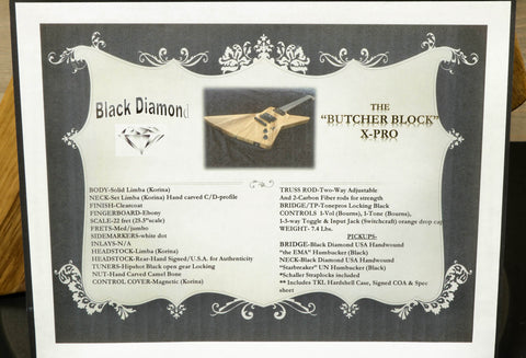 Black Diamond X-Pro Prototype Butcher Block with Epiphone Hardshell Case  (USED)