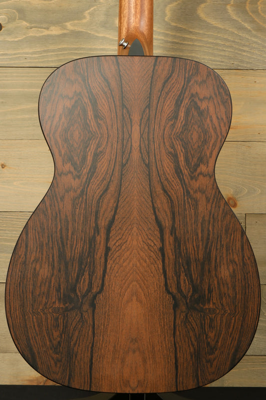 Back view of the Martin 00-X2E COCO showcasing the unique cocobolo hpl back and its stylish finish.