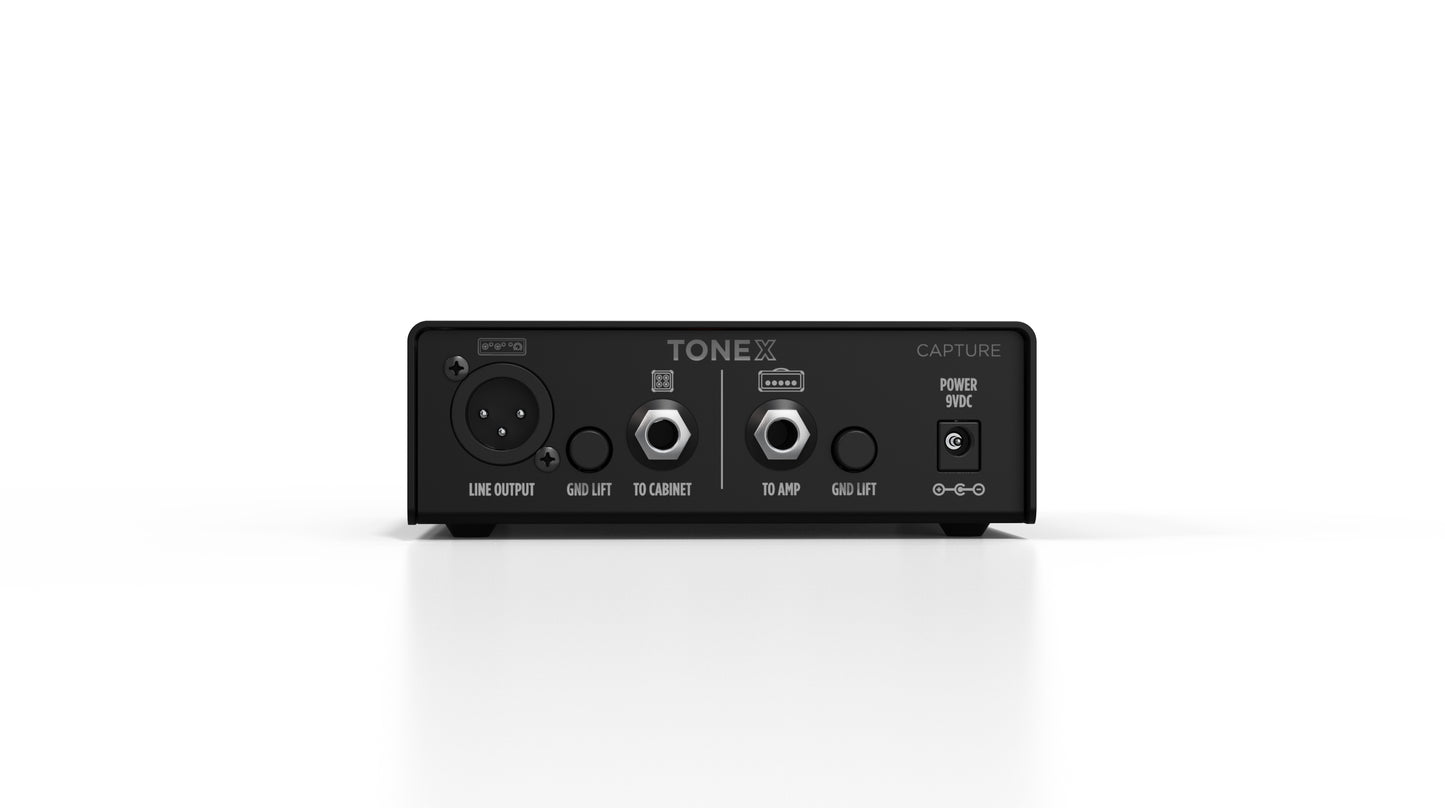IK Multimedia Demo Model Tonex Capture in black, rear view with line output and input jacks