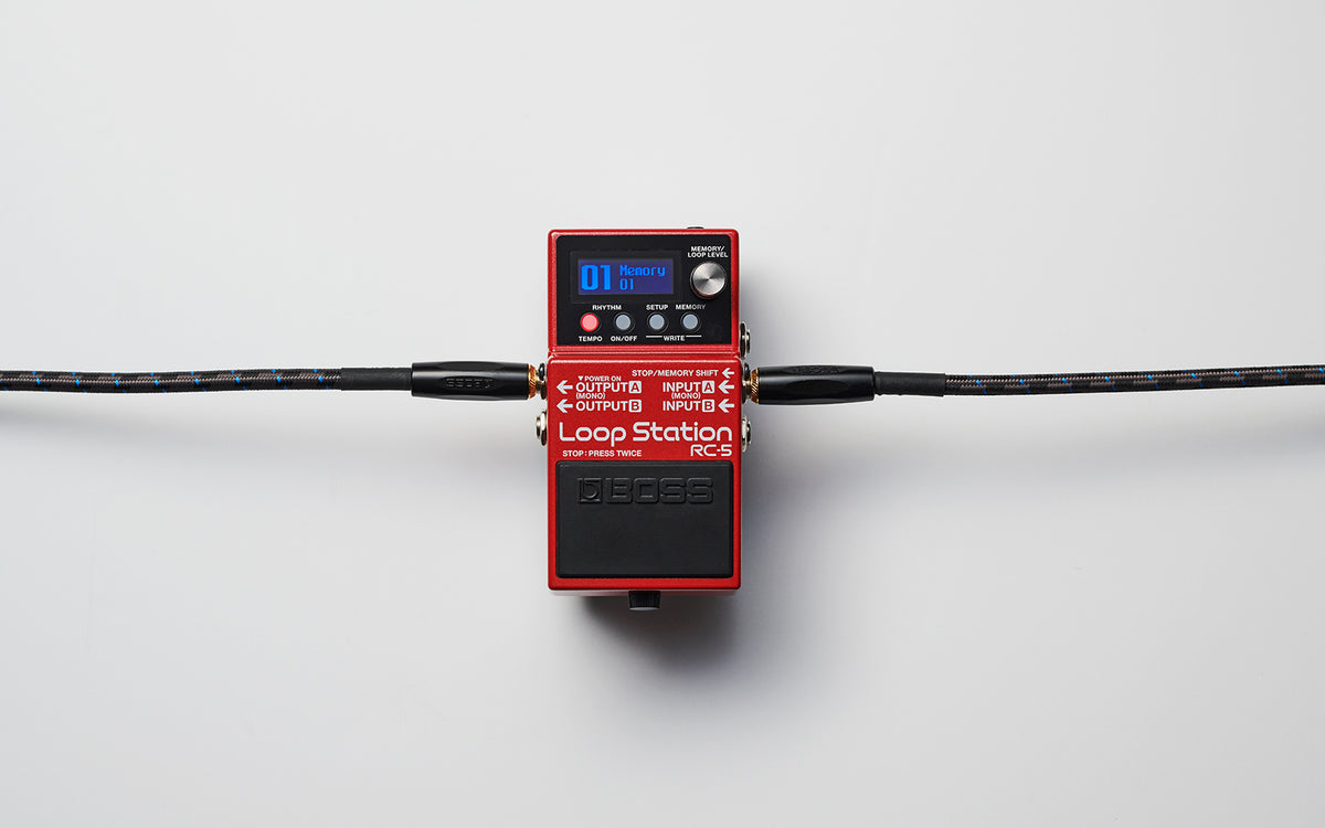 BOSS RC-5 Loop Station pedal with clear display and input/output connections for musicians