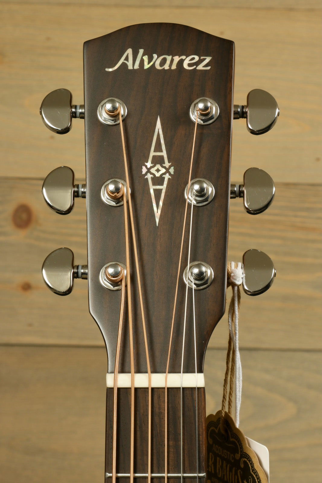 Alvarez Baritone Acoustic Electric Guitar with detailed headstock, front view