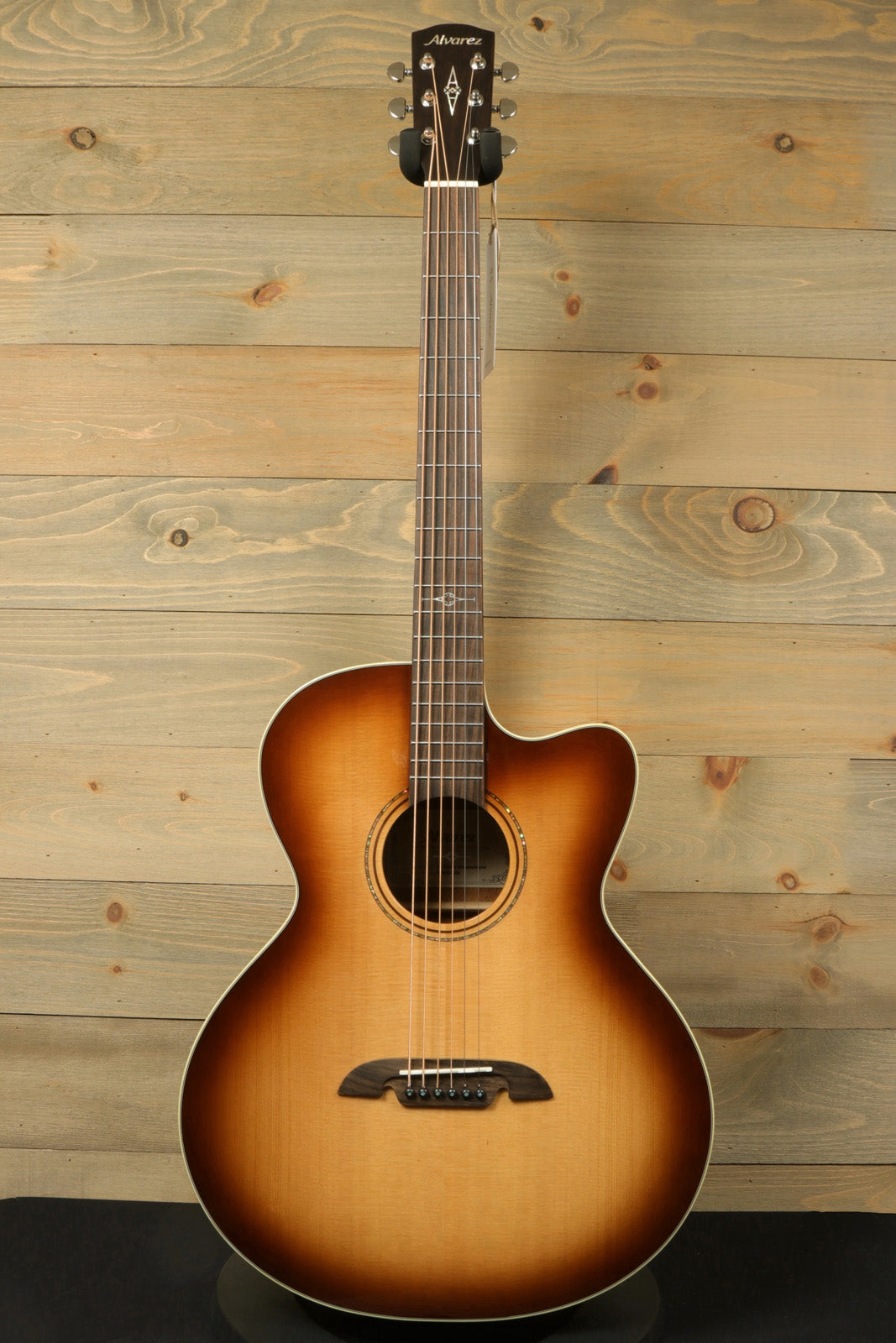 Alvarez Baritone Acoustic Electric Guitar in sunburst finish, front view
