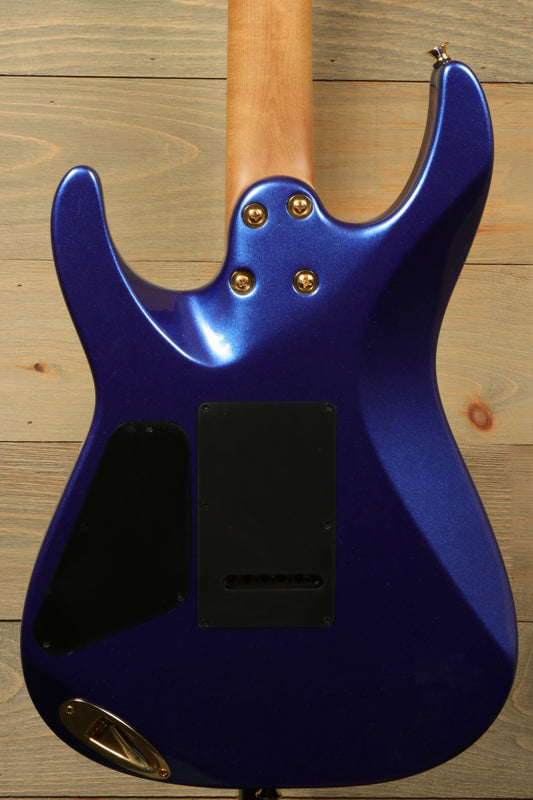 Charvel Pro-Mod DK24 HSH electric guitar in blue finish, back view showcasing the sleek design
