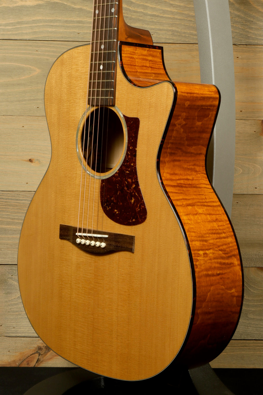 Eastman PCH3-GACE Amberburst Acoustic Guitar, front view showcasing the natural finish and elegant curves
