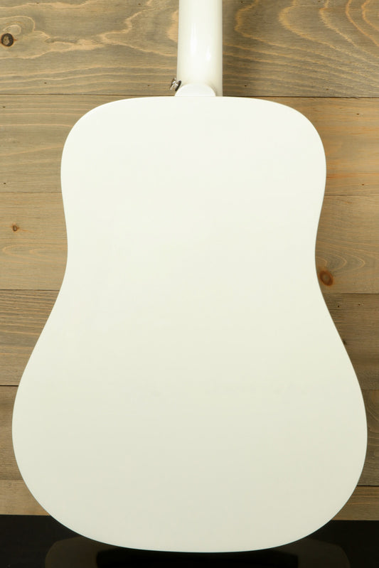 Back view of the Epiphone Limited Edition Dove Pro Acoustic Electric Guitar in classic white finish