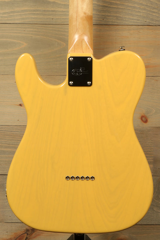 G&L 2016 ASAT Classic electric guitar, butterscotch finish, back view - Made In USA - Hardshell