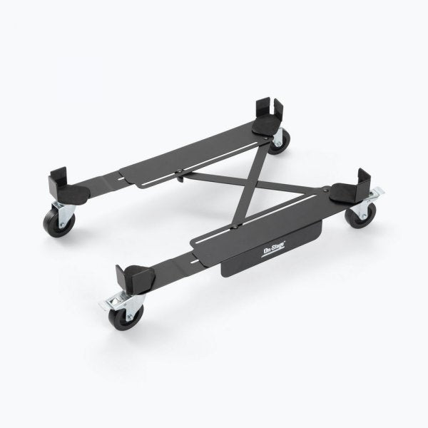 OnStage Heavy-Duty Rolling Caster Base in black, front view for easy transport of equipment