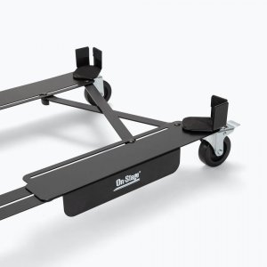 OnStage Heavy-Duty Rolling Caster Base in black, side view with sturdy wheels for easy mobility