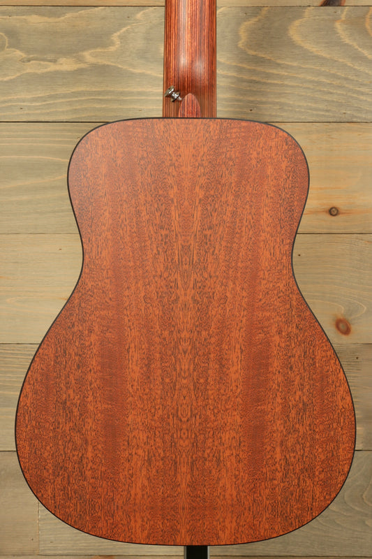 Back view of Martin Little Martin acoustic guitar showing rich wood grain and smooth finish