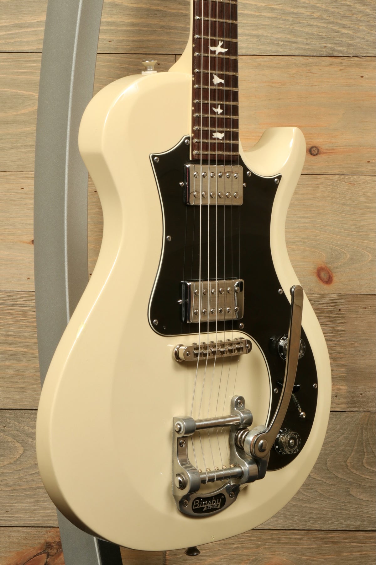 PRS Starla S2 in cream white, front view showcasing vintage-style design and chrome hardware