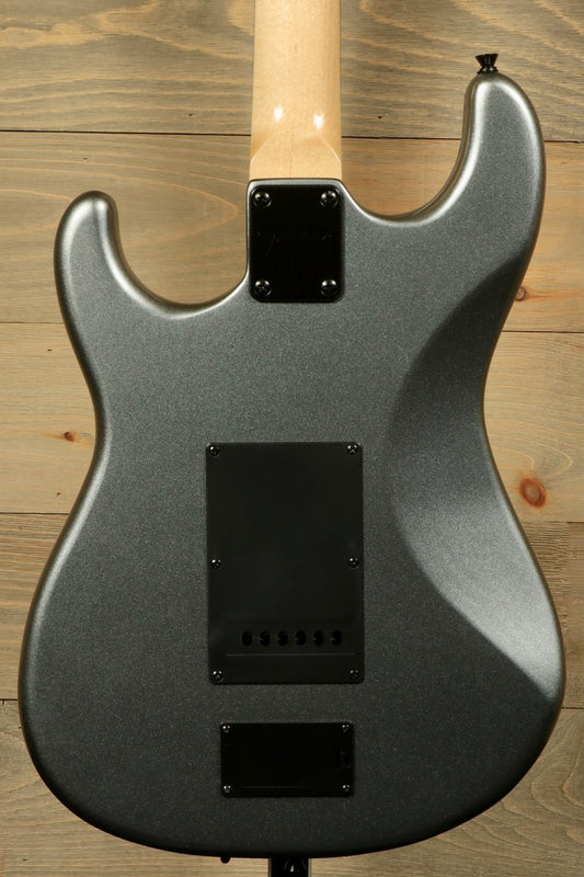 Back view of Tagima Sixmart electric guitar featuring a sleek gray finish and smooth contours