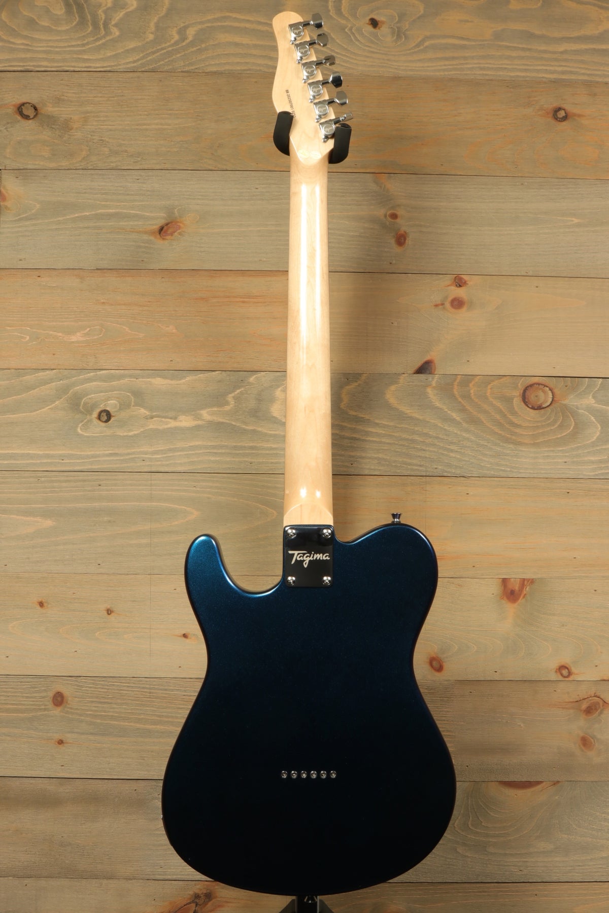 Tagima TW 55 MCBL/BK Electric Guitar in Midnight Blue, back view with classic Telecaster shape