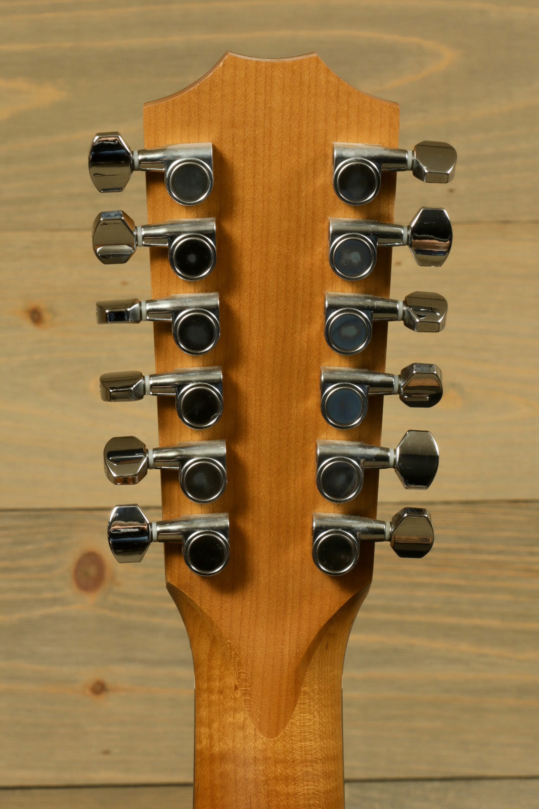 Taylor 150e - USED, natural wood finish, back view showing tuning machine heads