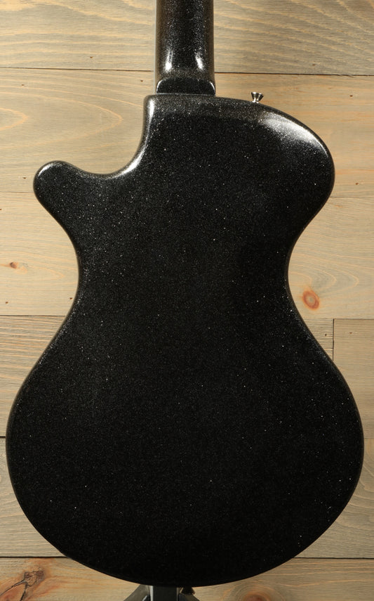 Weller Fleetwood Tremolo electric guitar in black sparkle finish, back view