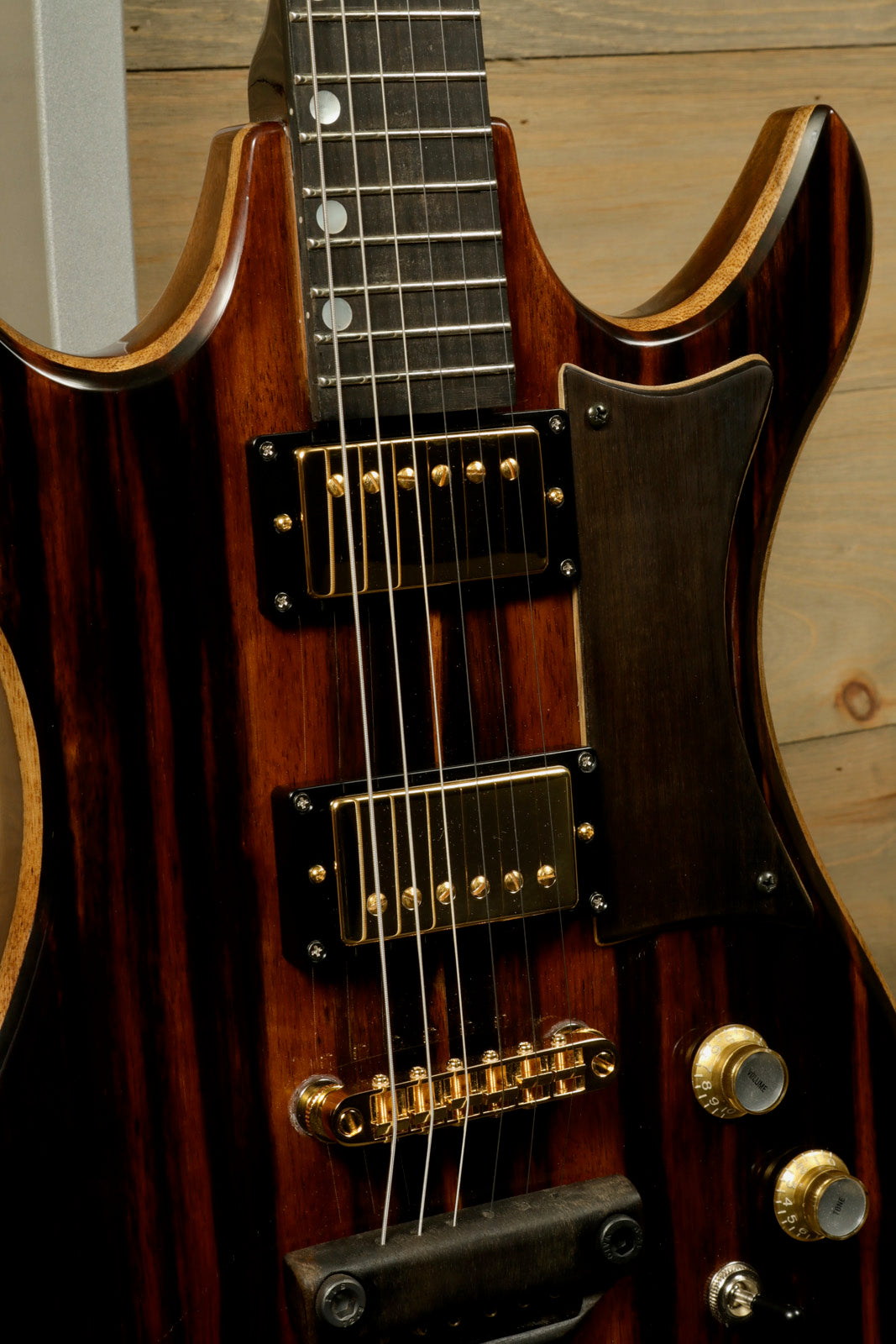 Weller Marquee PROTOTYPE guitar with striking wood grain and gold hardware for exceptional sound quality