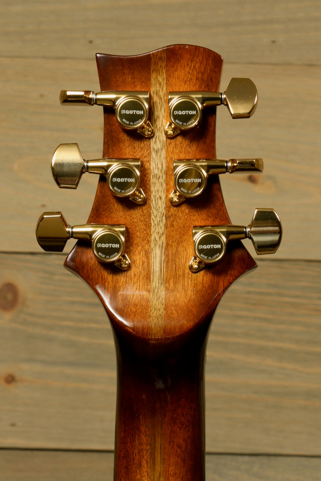 Weller Marquee PROTOTYPE guitar headstock featuring gold tuning pegs and fine craftsmanship
