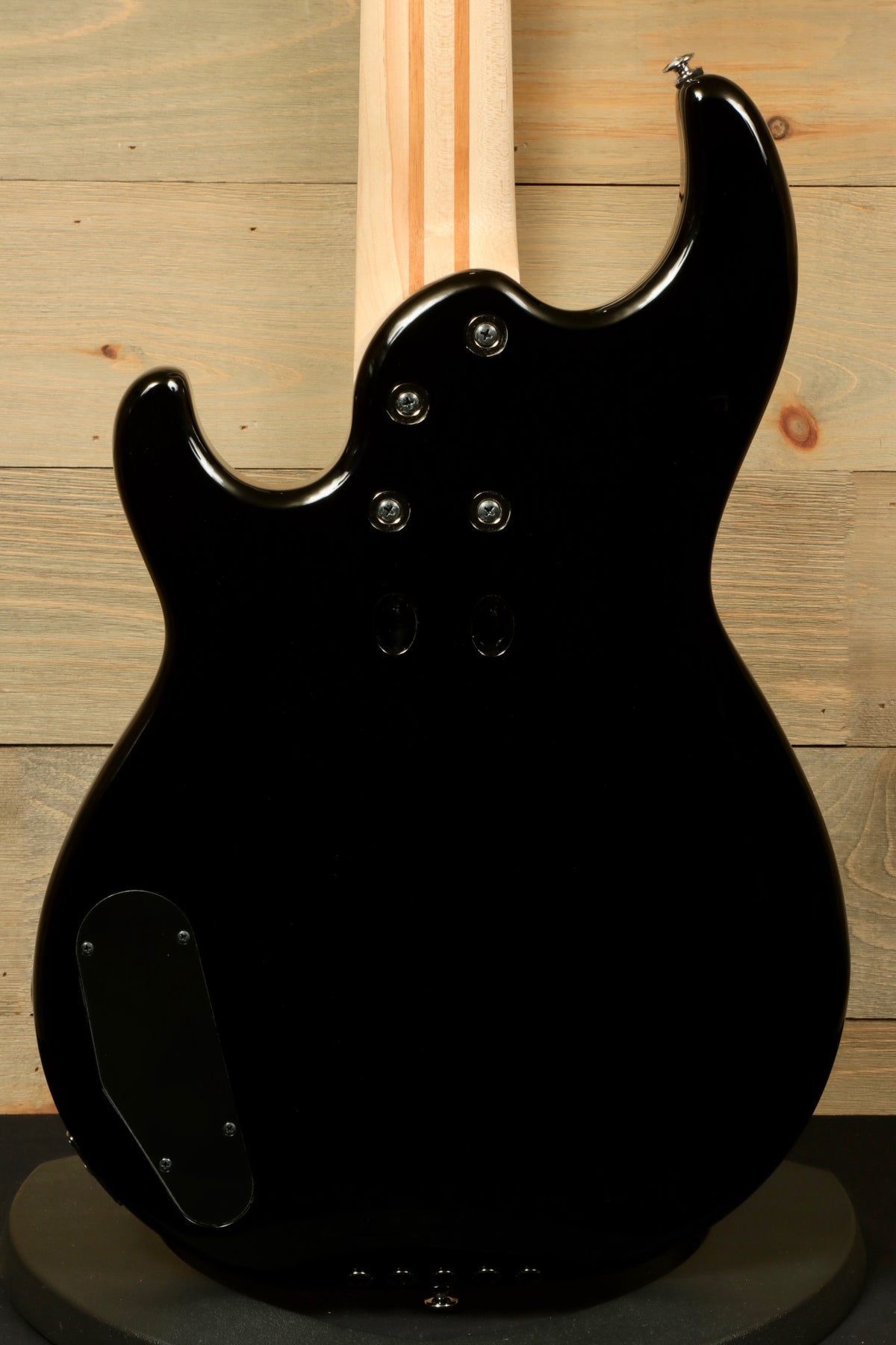 Yamaha BB435 5-String Electric Bass Guitar in black, back view showcasing sleek finish and hardware
