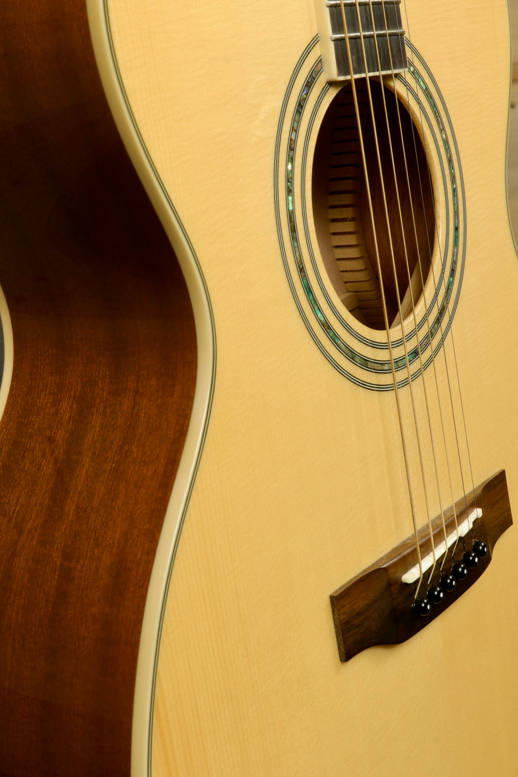 Zager ZAD-50 OM/N Acoustic Electric Guitar with Natural Wood Finish and Hardshell Case