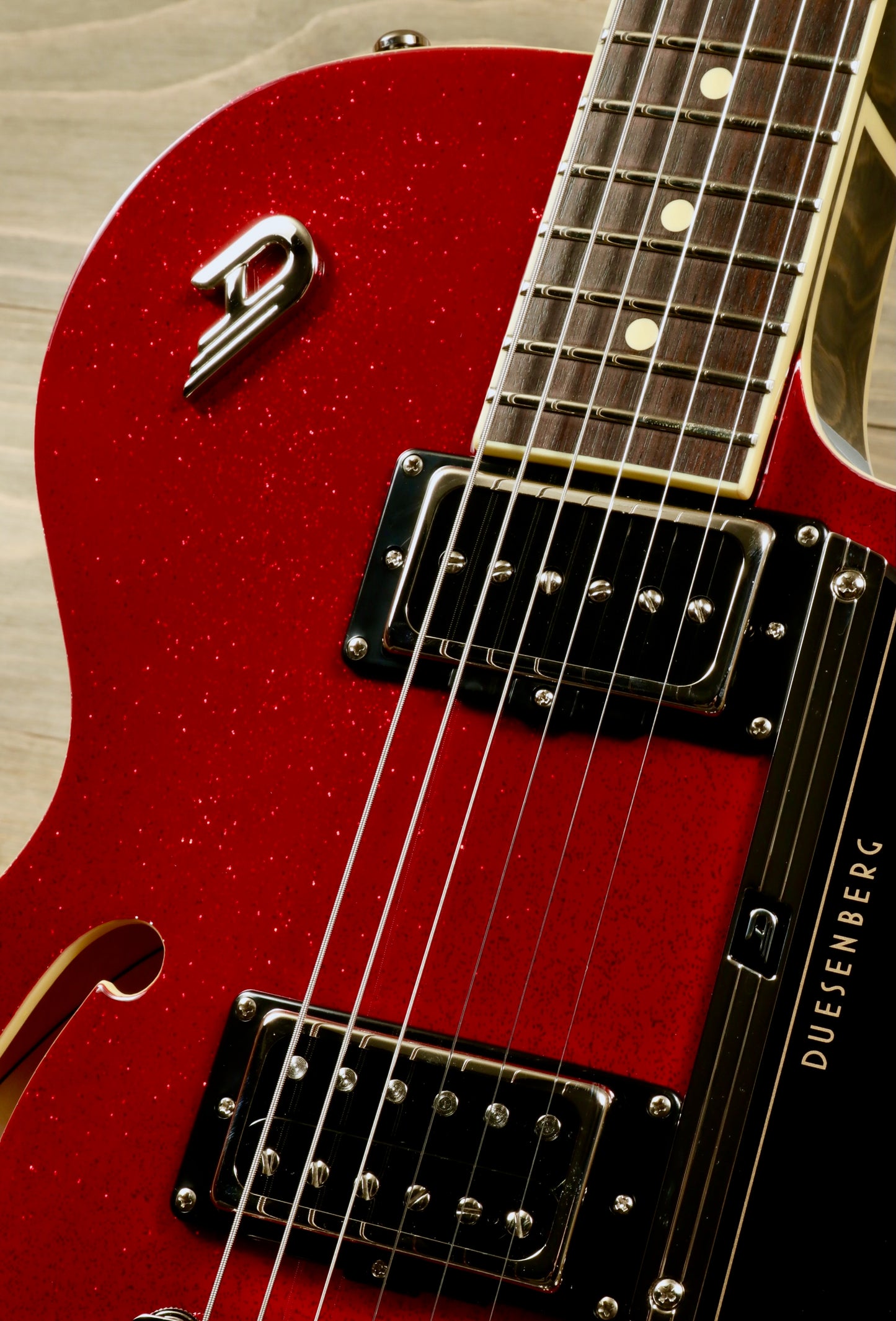 Duesenberg Starplayer TV Red Sparkle Semi-Hollow Electric Guitar with Unique Arched Top & Dual Pickups