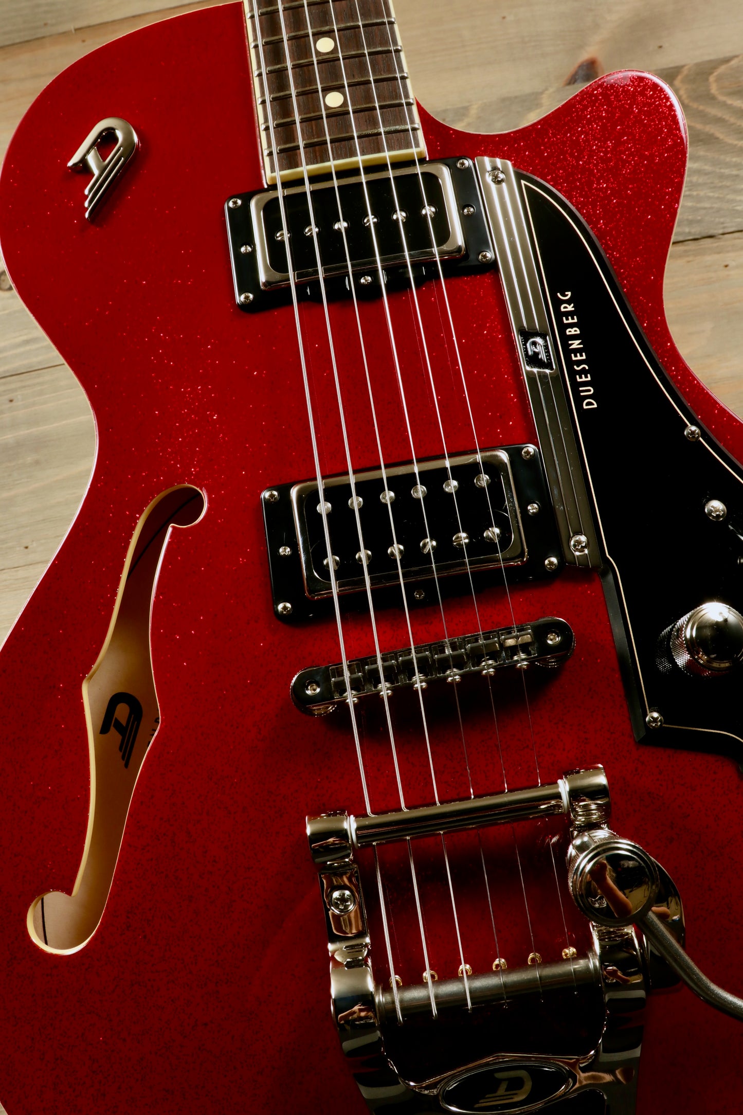 Duesenberg Starplayer TV Red Sparkle Semi-Hollow Electric Guitar with Unique Arched Top & Dual Pickups