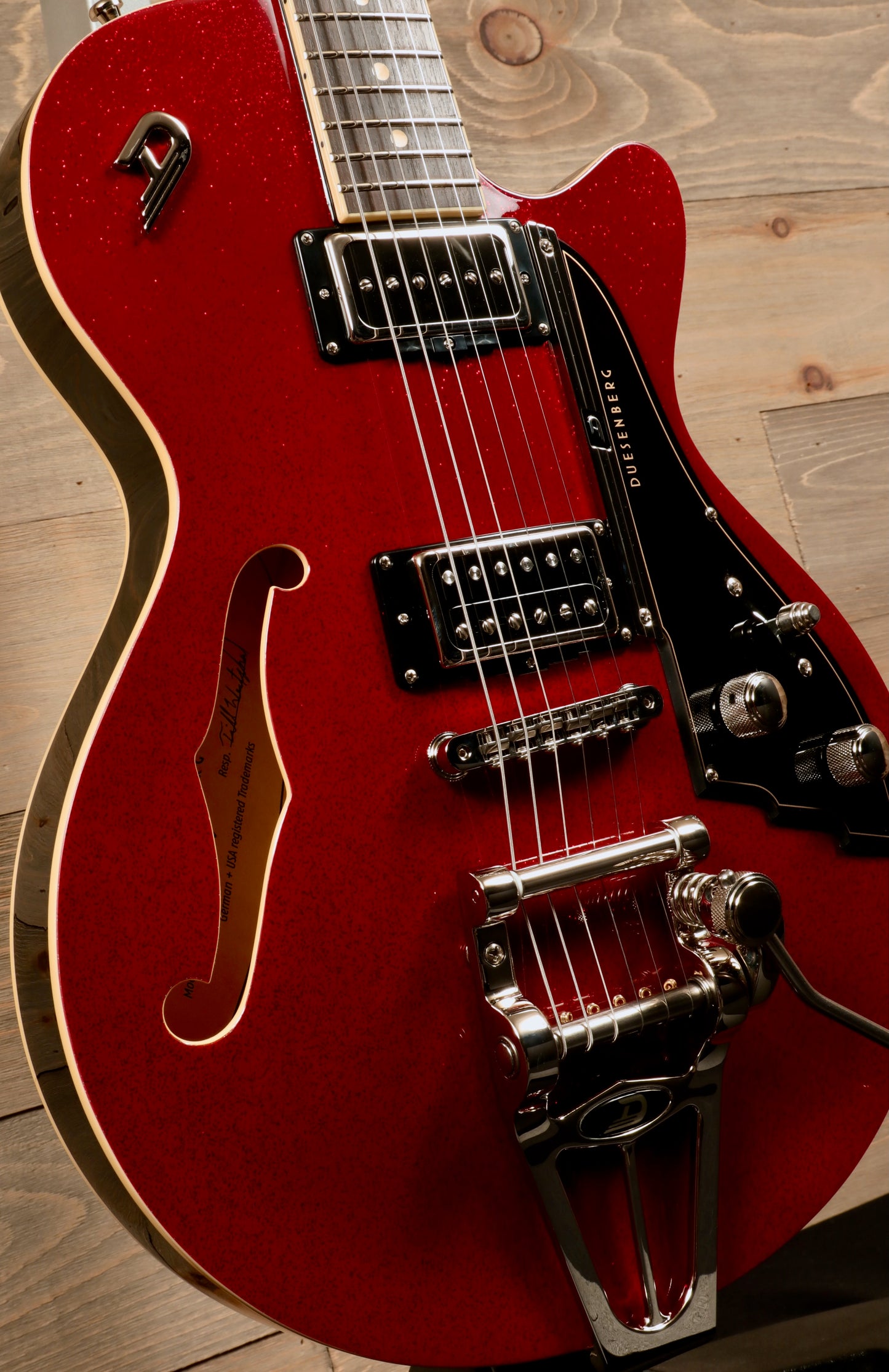 Duesenberg Starplayer TV Red Sparkle Semi-Hollow Electric Guitar with Unique Arched Top & Dual Pickups