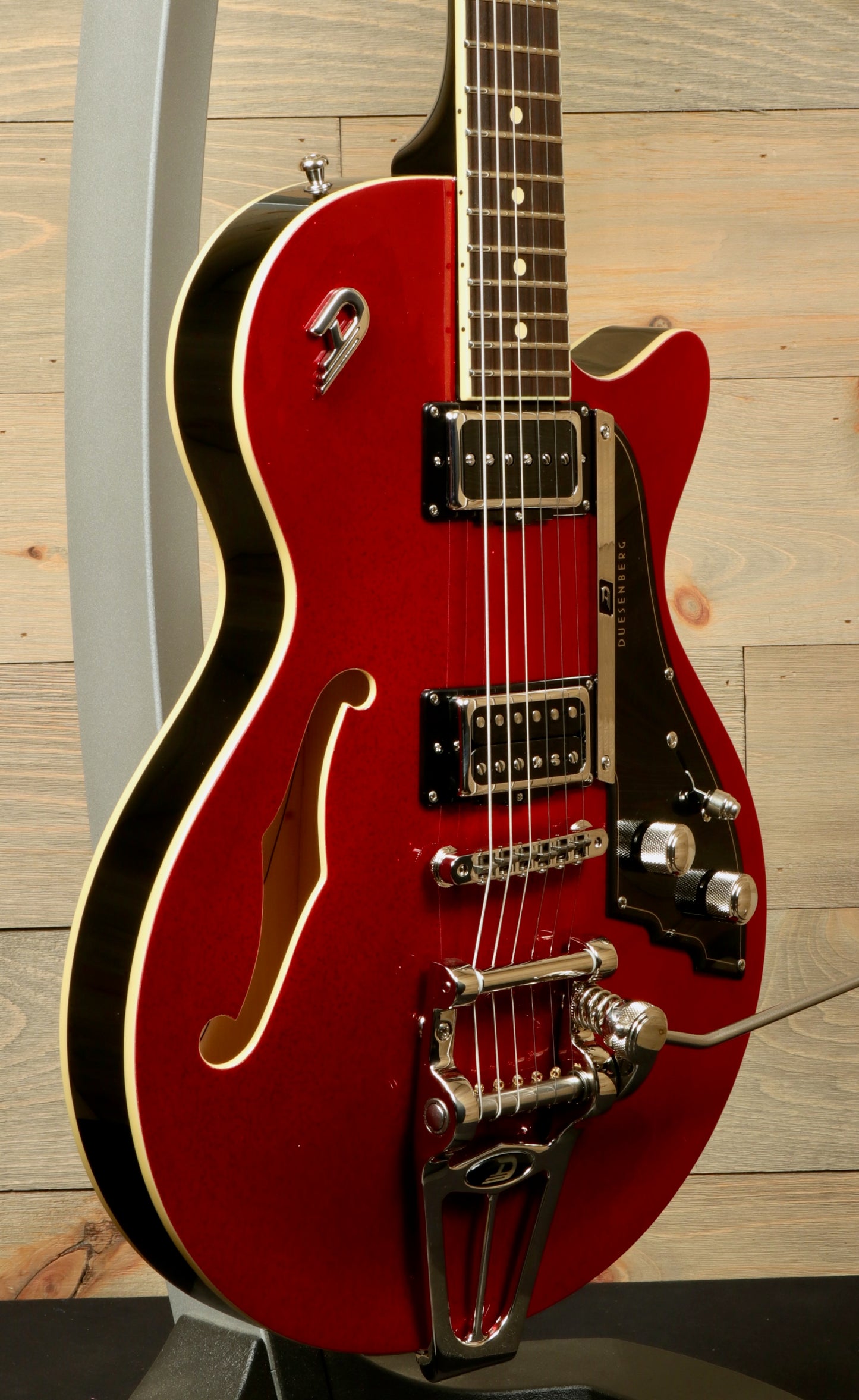 Duesenberg Starplayer TV Red Sparkle Semi-Hollow Electric Guitar with Unique Arched Top & Dual Pickups