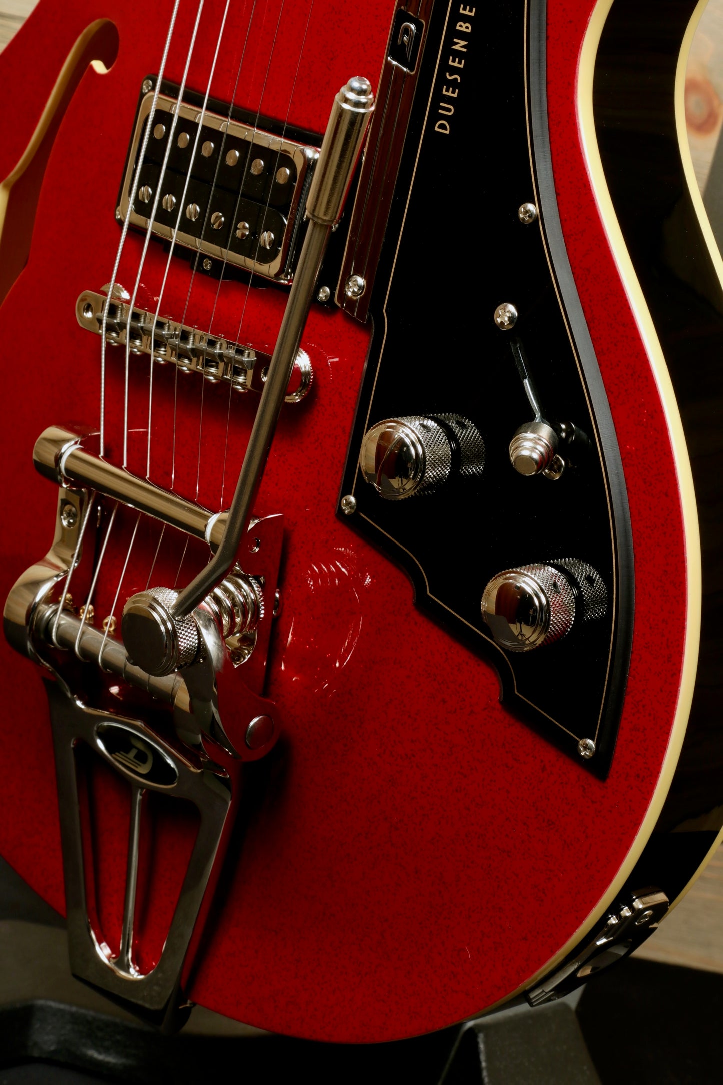 Duesenberg Starplayer TV Red Sparkle Semi-Hollow Electric Guitar with Unique Arched Top & Dual Pickups