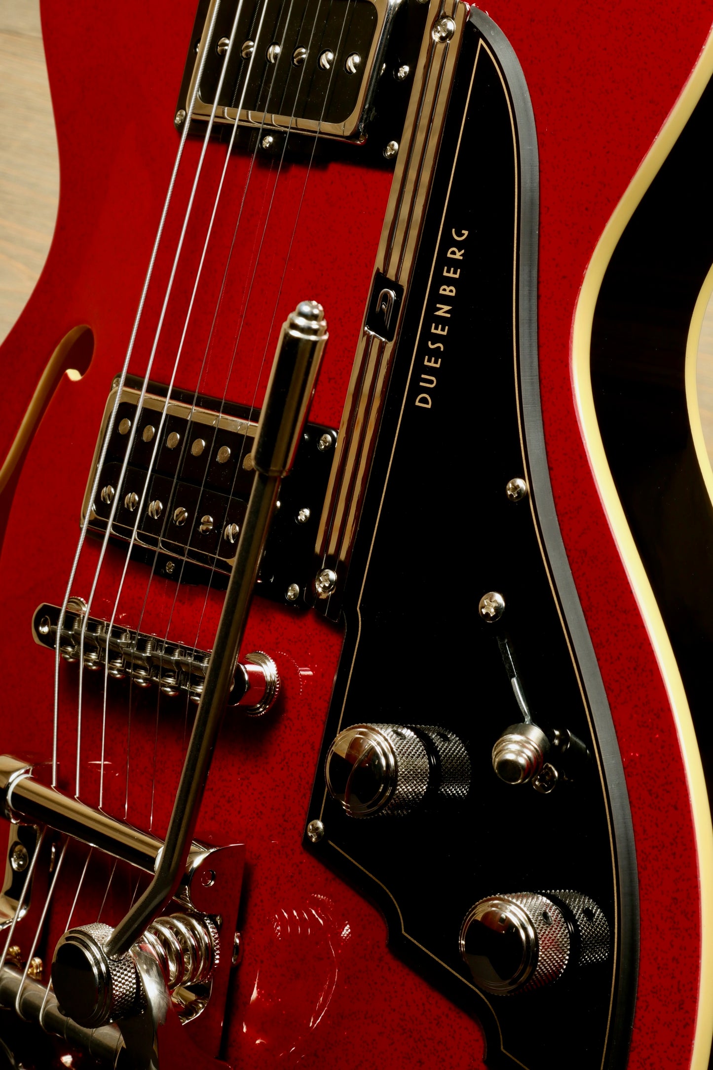 Duesenberg Starplayer TV Red Sparkle Semi-Hollow Electric Guitar with Unique Arched Top & Dual Pickups