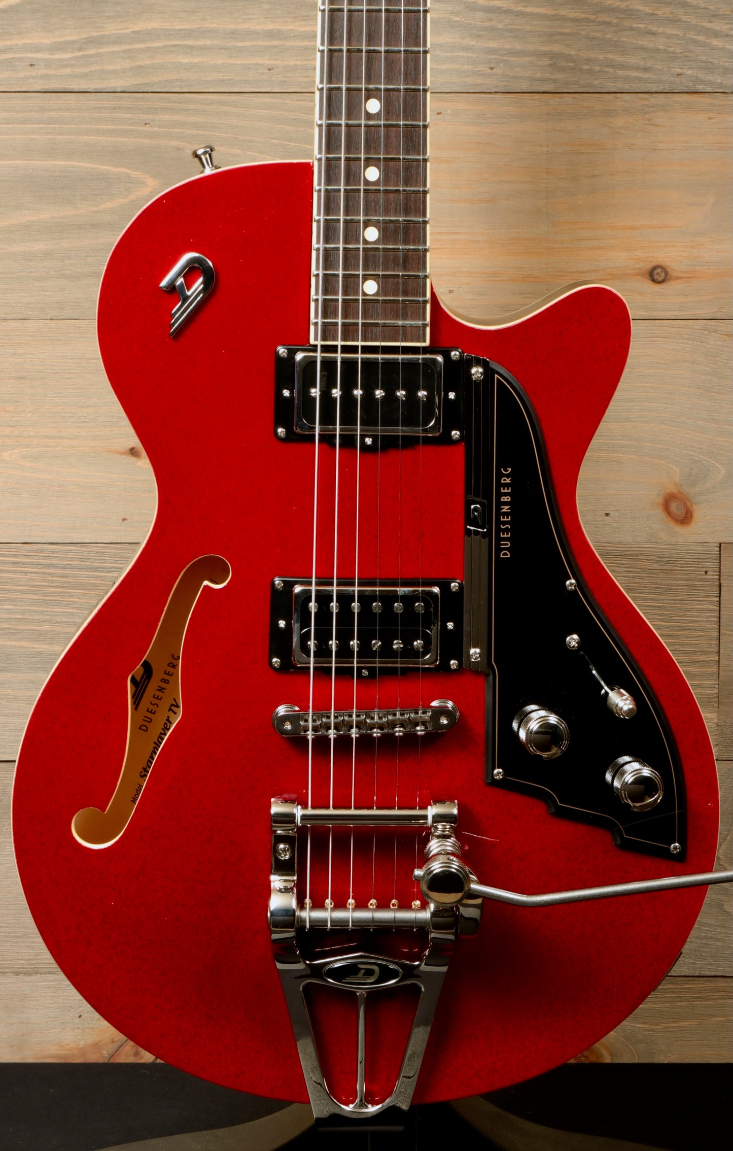 Duesenberg Starplayer TV Red Sparkle Semi-Hollow Electric Guitar with Unique Arched Top & Dual Pickups