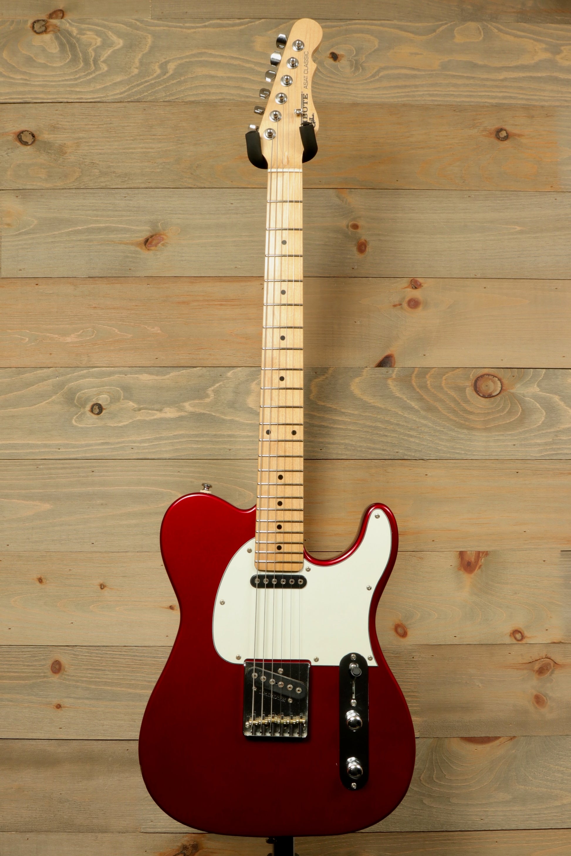 G&L Tribute ASAT Classic in red finish with maple neck and G&L Gig Bag for easy travel