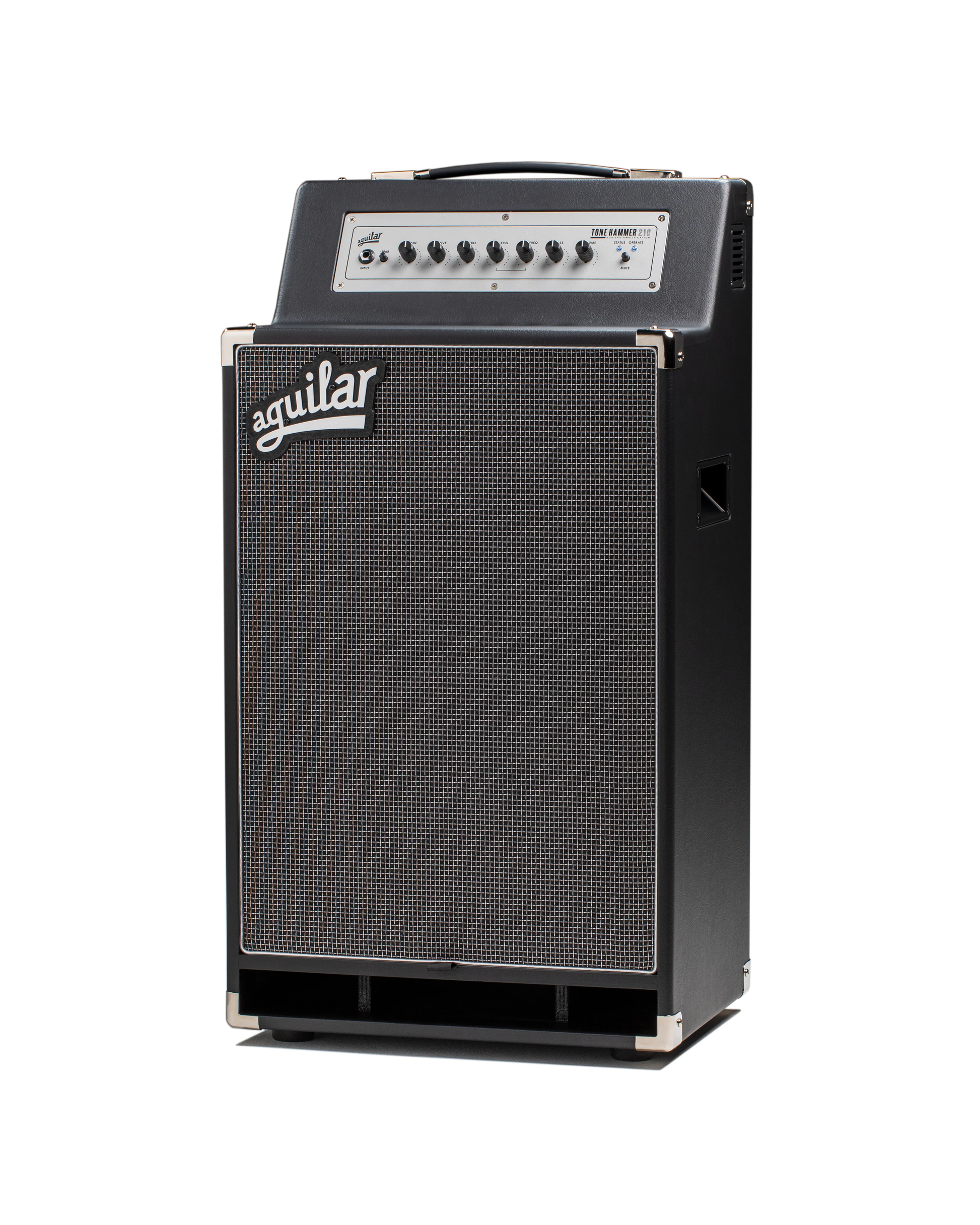 Aguilar Bass Combo amplifier in black, front view with control knobs and grill