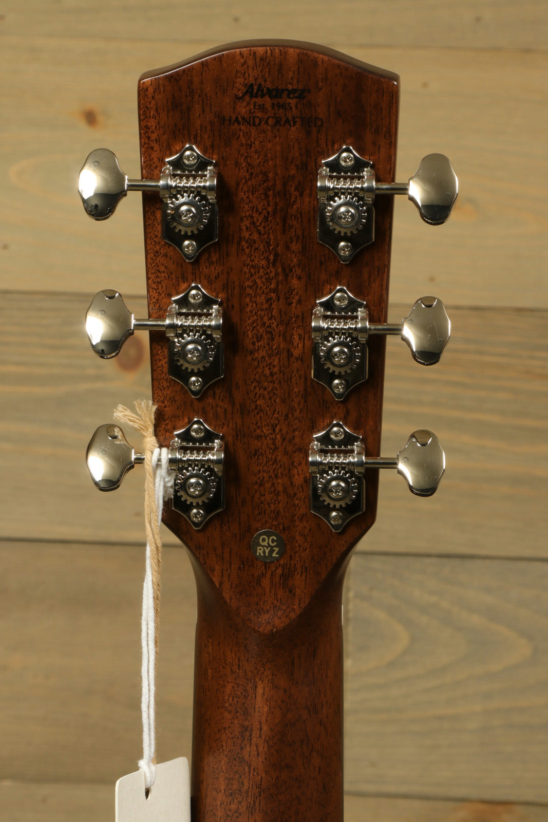 Alvarez Masterworks MG70CE Grand Auditorium Cutaway Acoustic-Electric, back view showing tuning pegs and neck finish