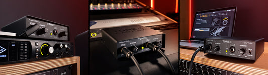 IK Multimedia Demo Model Tonex Capture in sleek black, angled view showcasing connectivity and controls