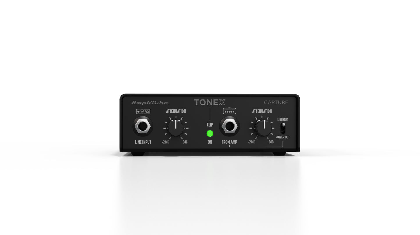IK Multimedia Demo Model Tonex Capture in black, front view with controls and indicators