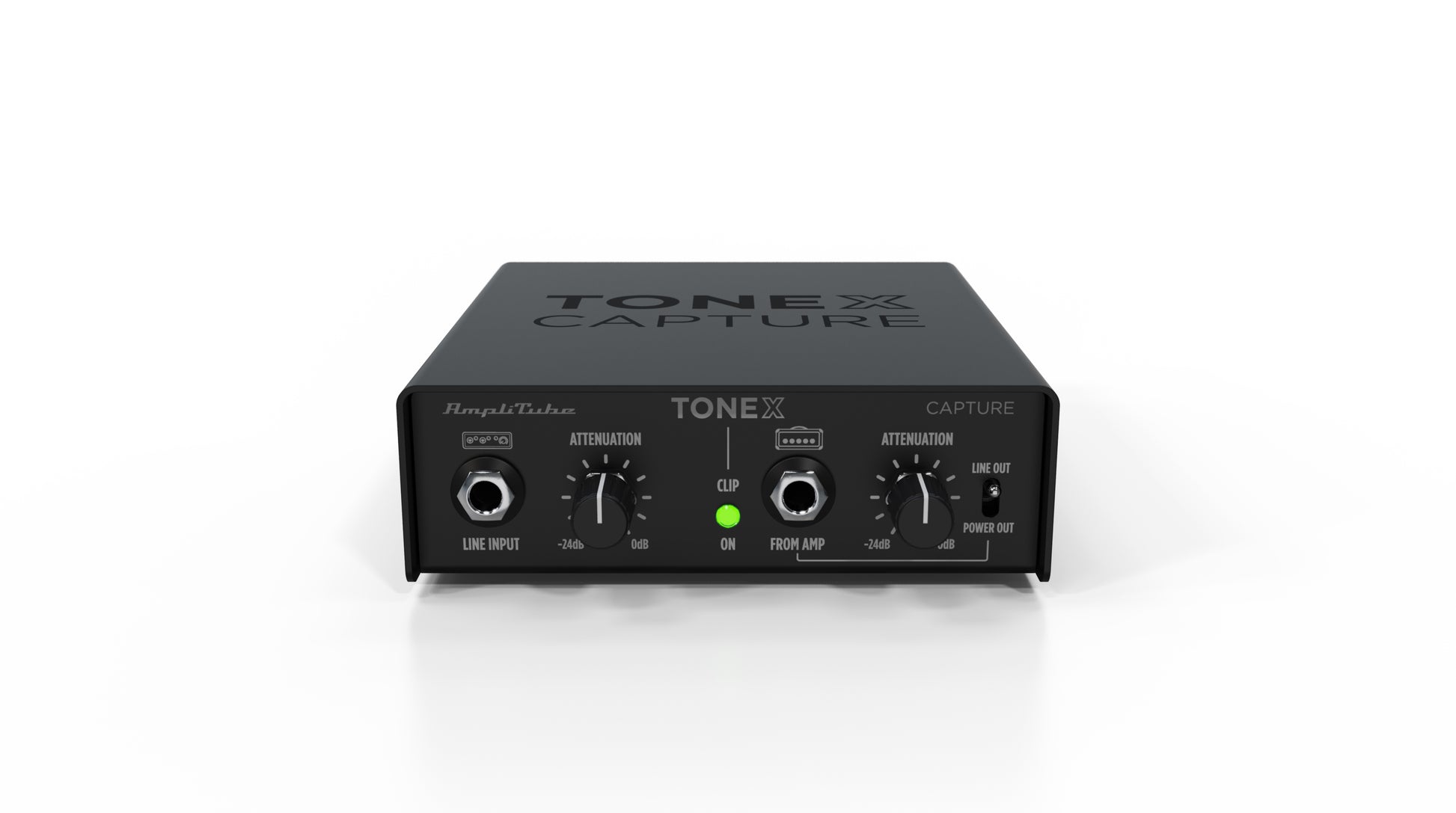 IK Multimedia Demo Model Tonex Capture, black interface with knobs, front view