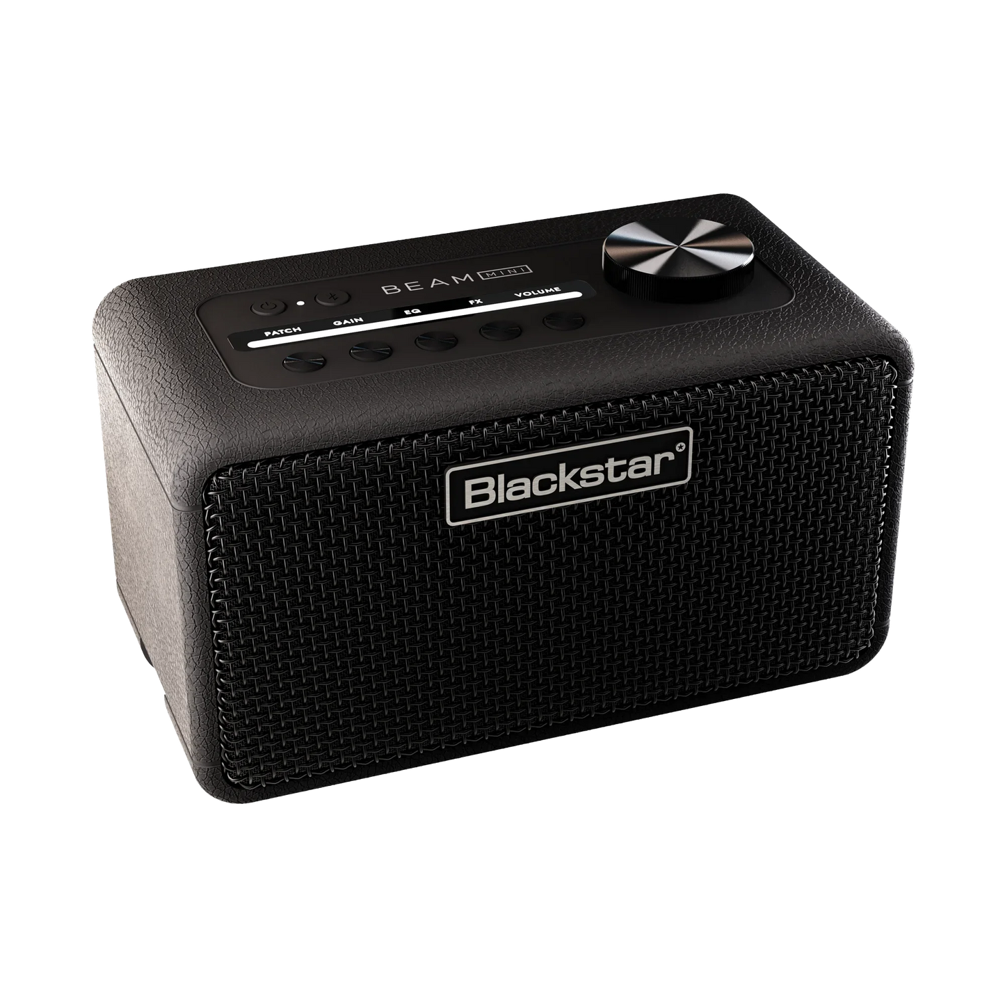 Blackstar Mini Smart Desktop Guitar Amplifier in black, front view with control panel and speaker grill