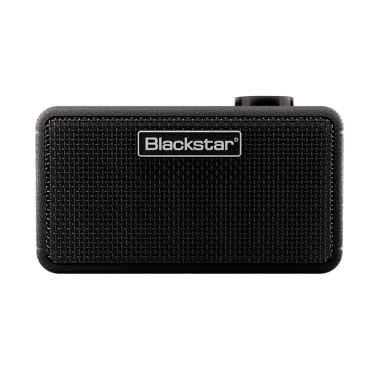 Blackstar Mini Smart Desktop Guitar Amplifier in black, front view showcasing the sleek design