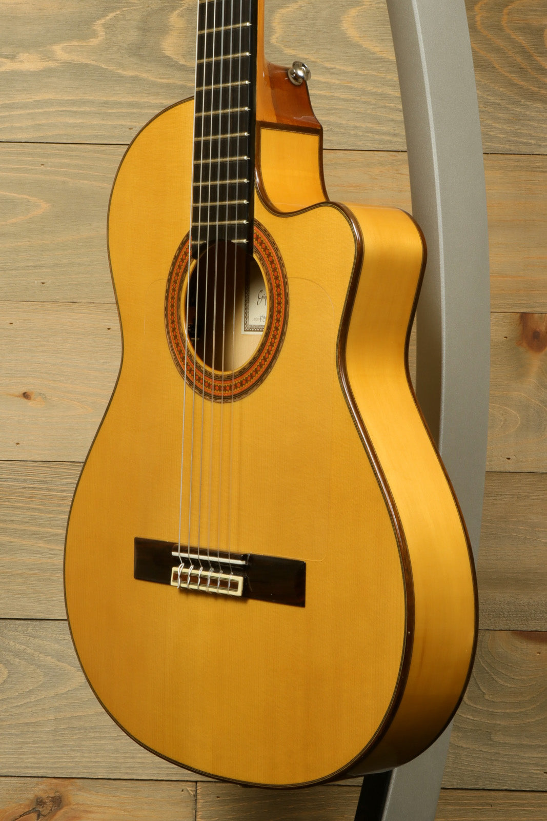 Cordoba España Gipsy Kings Studio Flamenco Acoustic-Electric guitar in natural finish with hardshell case.