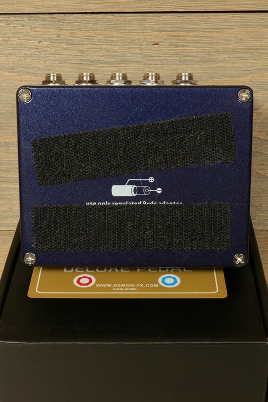 Back view of the DemonFX Dual Modulation used pedal with multiple input and output jacks