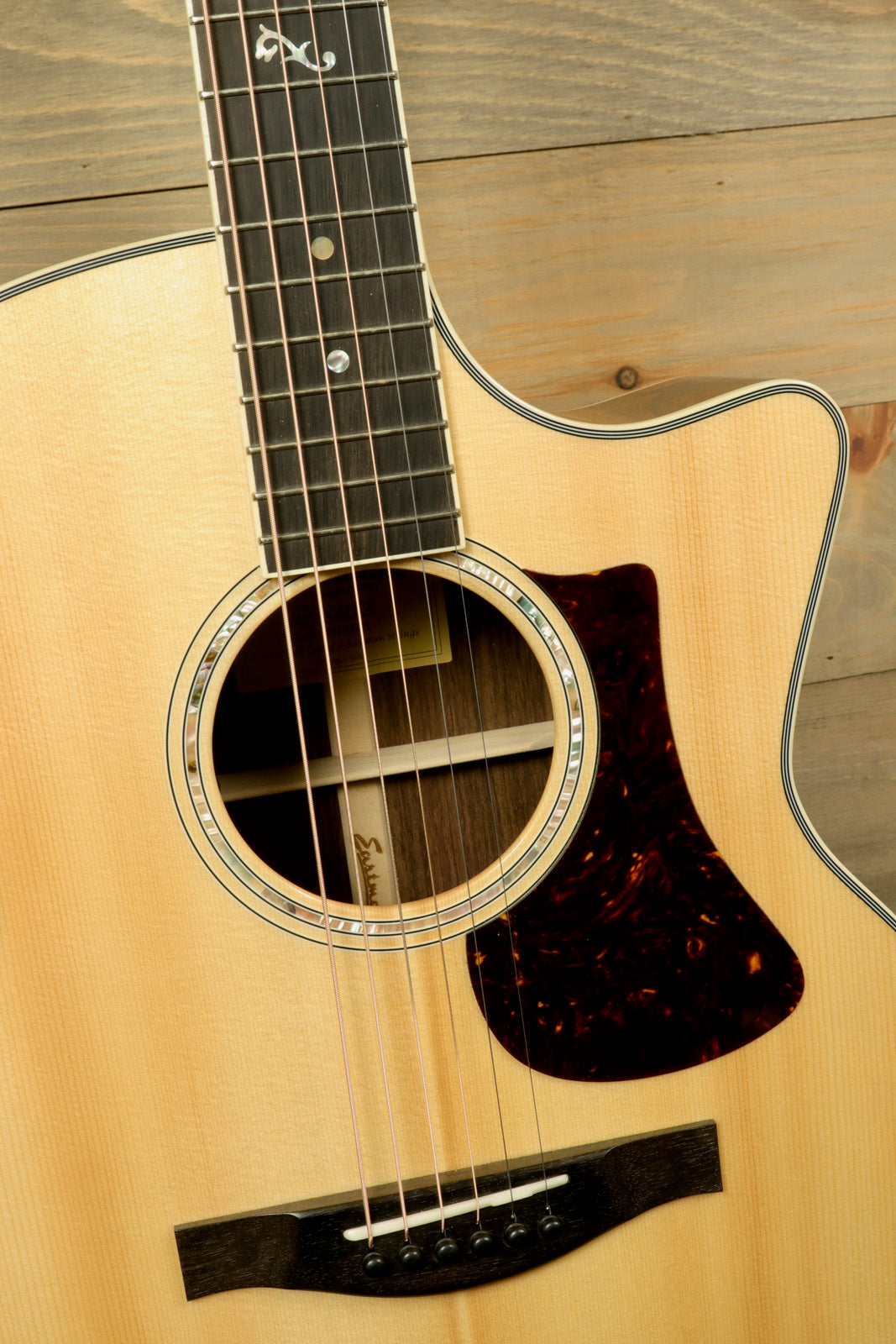Eastman AC422CE Grand Auditorium Cutaway Acoustic Electric Guitar with detailed fretboard and soundhole