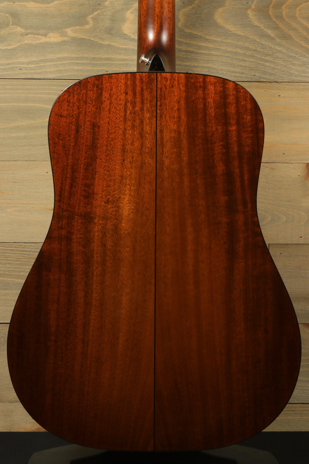 Eastman E10D-TC acoustic electric guitar, mahogany back view showcasing rich wood grain