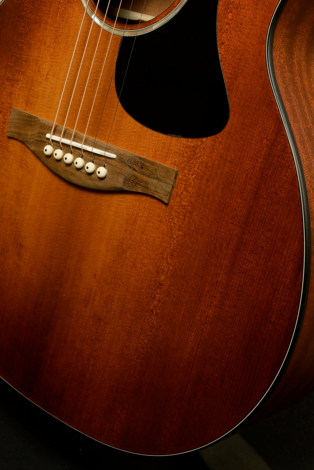 Eastman PCH1-GACE-CLA acoustic electric guitar, cherry sunburst finish, front close-up view
