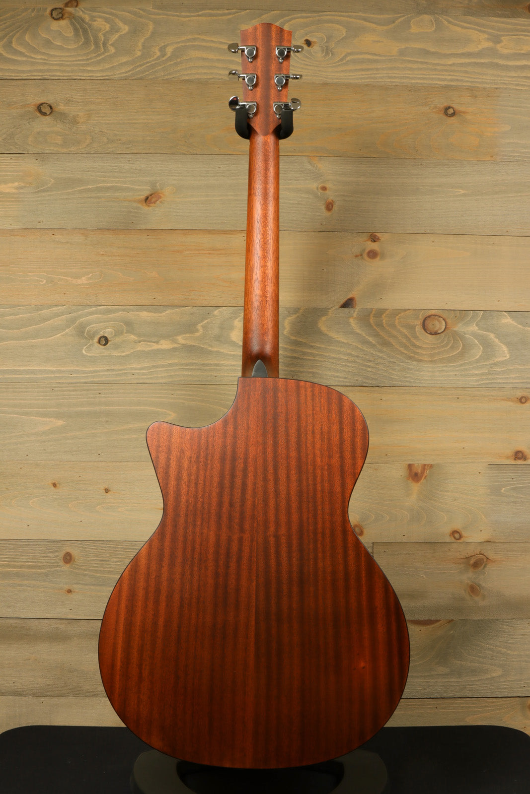Back view of Eastman PCH1-GACE-CLA Acoustic Electric Guitar with a smooth, natural wood finish