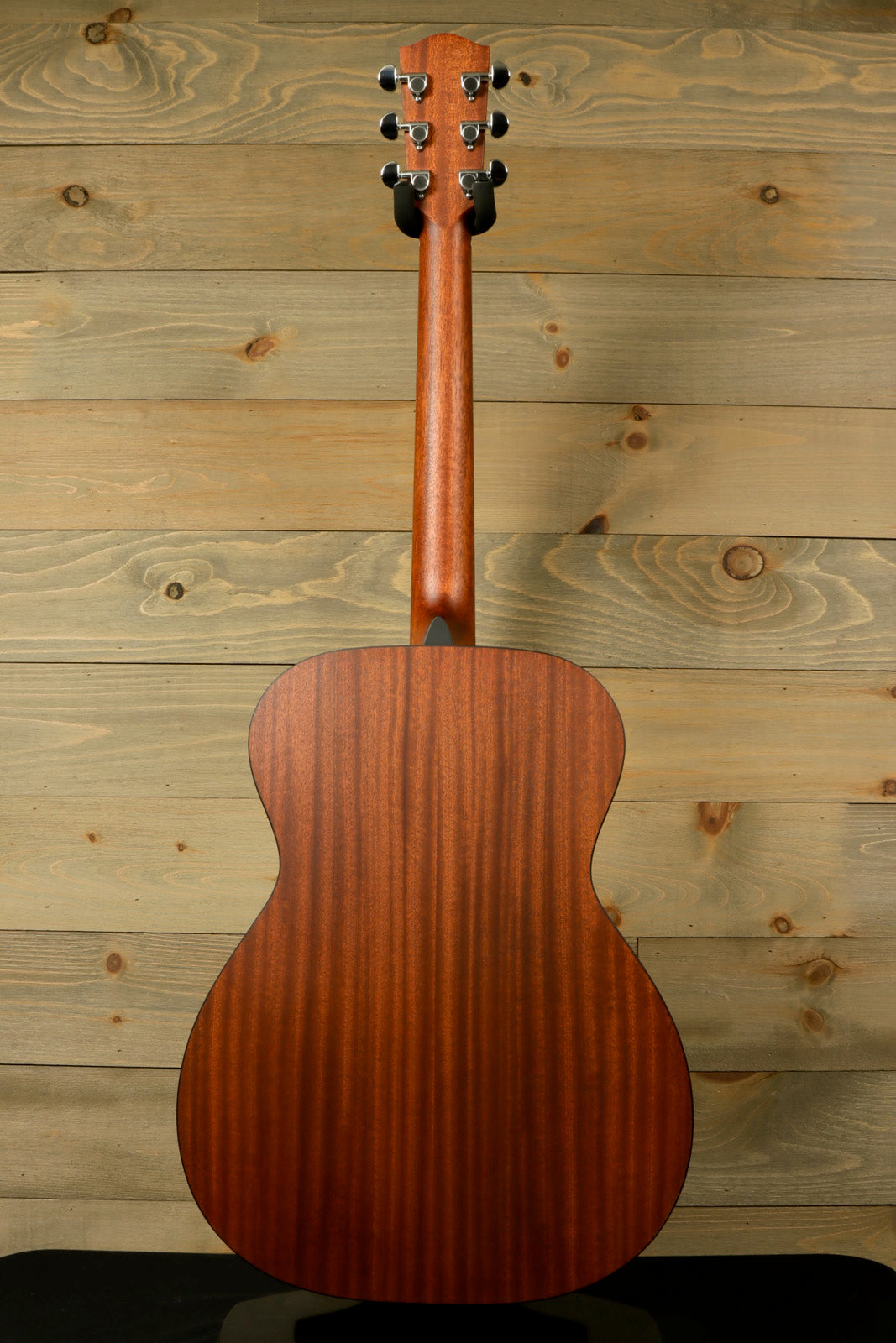 Eastman PCH1-OM acoustic guitar in natural mahogany finish, back view