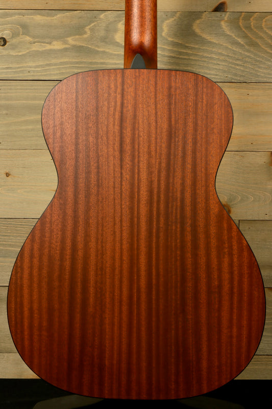 Eastman PCH1-OM acoustic guitar, dark mahogany back, flat back view showcasing wood grain