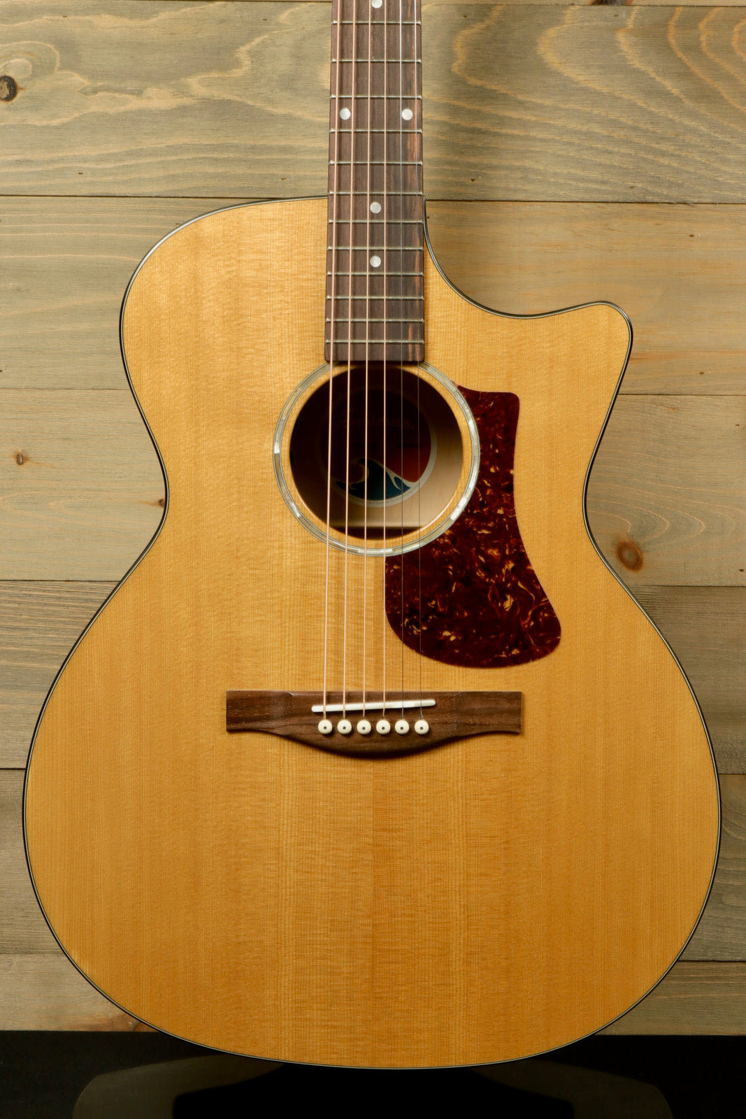 Eastman PCH3-GACE Amberburst Acoustic Guitar, front view with natural wood finish