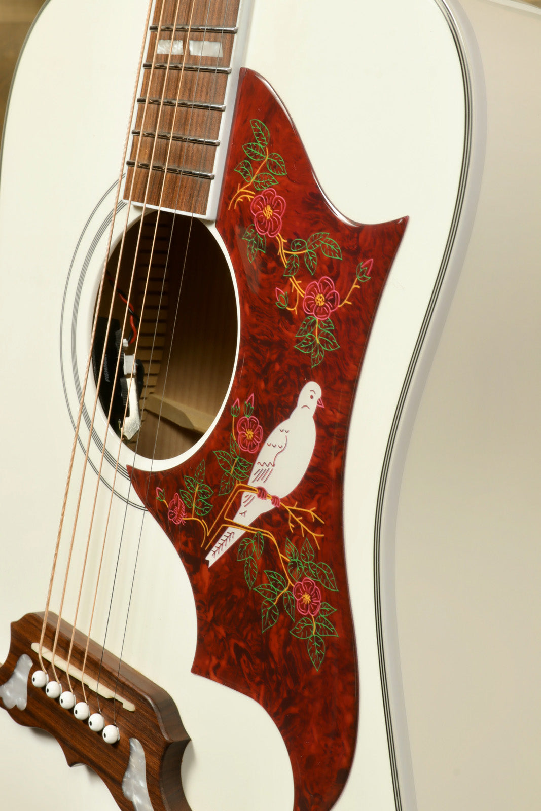 Epiphone Limited Edition Dove Pro Acoustic Electric Guitar with Floral Inlay Design