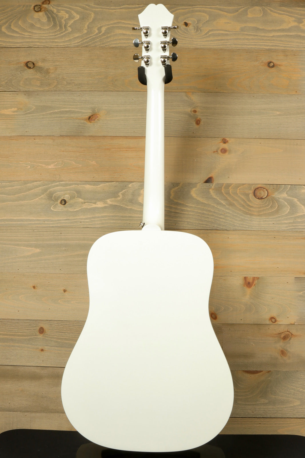 Back view of Epiphone Limited Edition Dove Pro Acoustic Electric Guitar featuring a sleek white finish