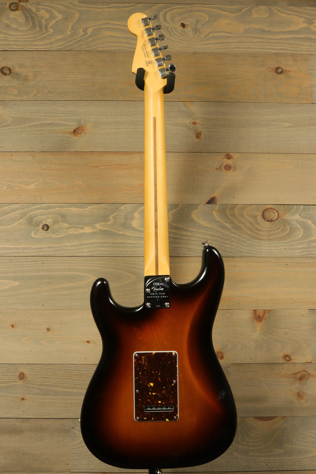 Back view of Fender American Professional II Stratocaster with Hardshell Case showcasing the sleek design and finish
