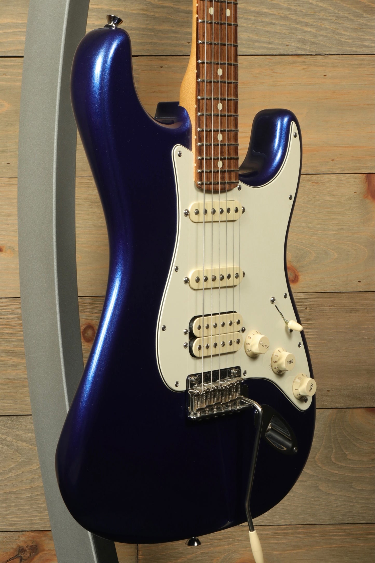 Used Fender American Standard Stratocaster HSS in blue with a classic design and versatile sound